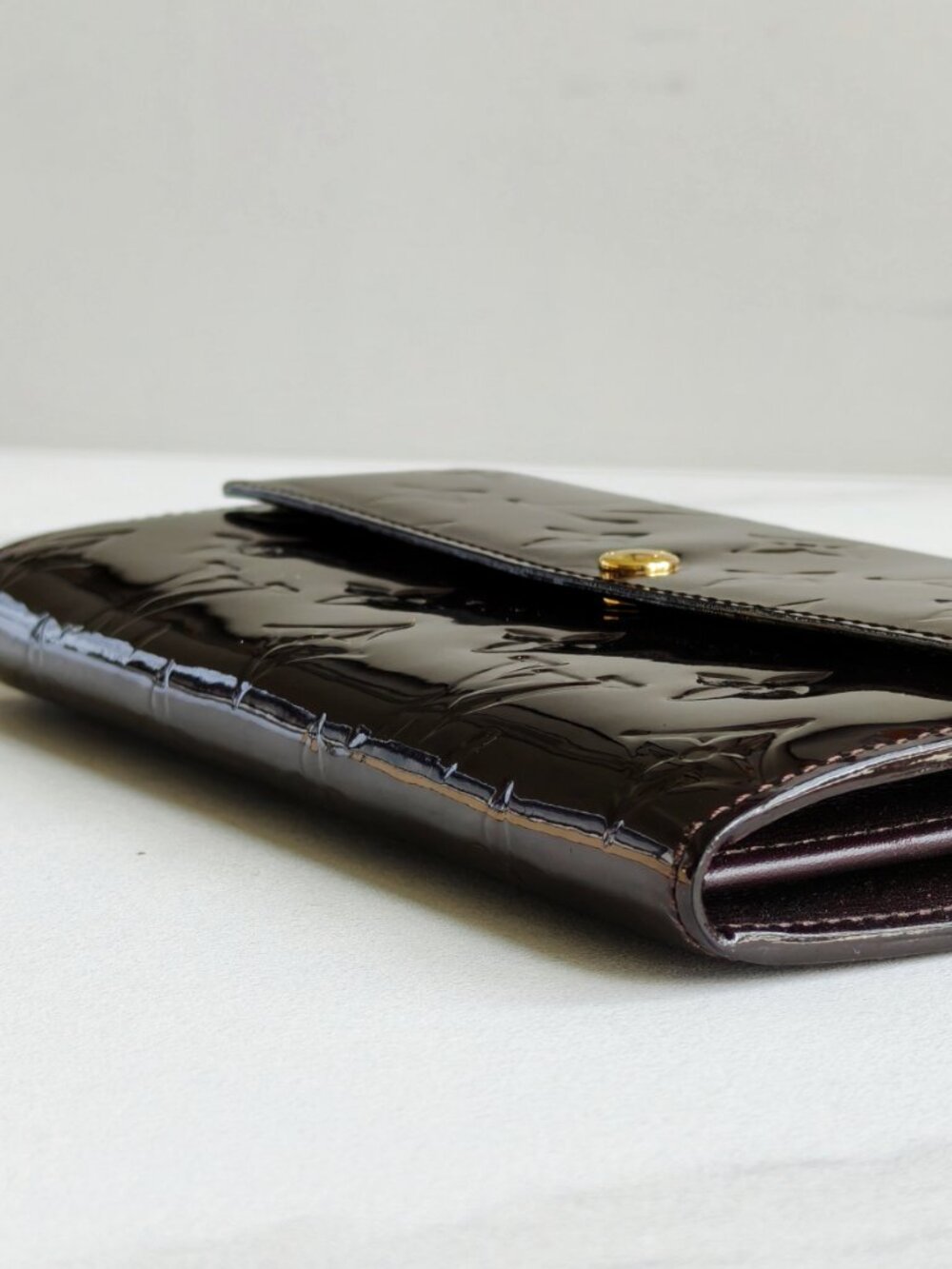Louis Vuitton Vernis Sarah Wallet Amarante Patent Leather Long Wallet Burgundy - Picture 10 of 15